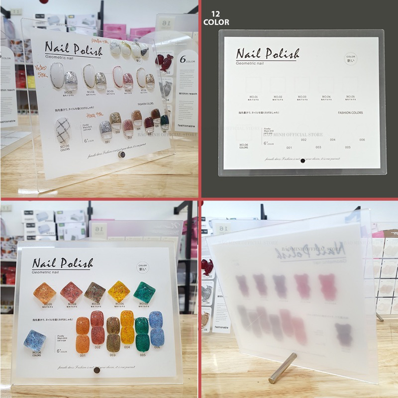 Bảng trưng bày móng nails mẫu - Khung trưng bày móng mẫu mica - Bảng bày móng nails - Bảng mica 6,12,16,24,60,120 ô
