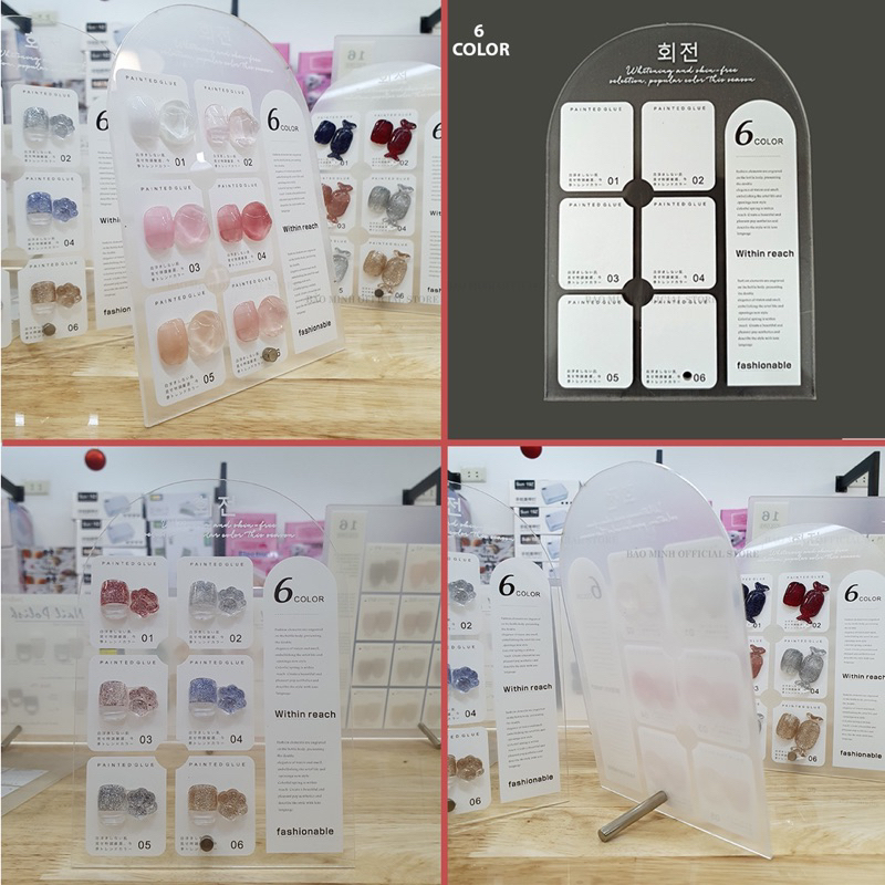 Bảng trưng bày móng nails mẫu - Khung trưng bày móng mẫu mica - Bảng bày móng nails - Bảng mica 6,12,16,24,60,120 ô