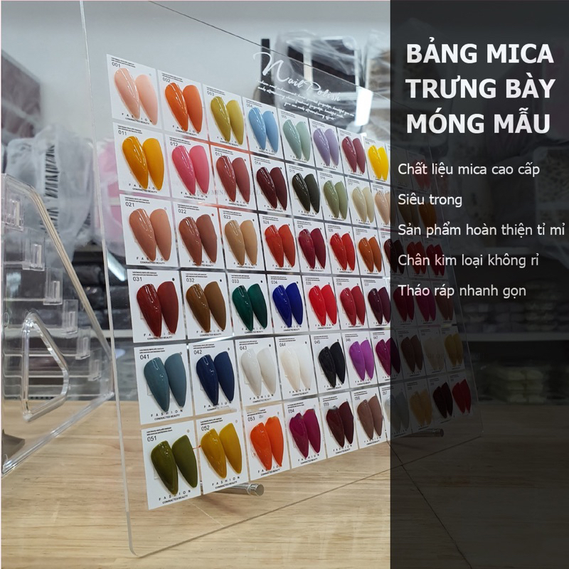 Bảng trưng bày móng nails mẫu - Khung trưng bày móng mẫu mica - Bảng bày móng nails - Bảng mica 6,12,16,24,60,120 ô
