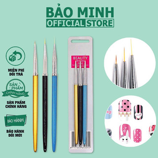 Bộ cọ râu - Cọ vẽ nét móng nail chuyên dụng - Set cọ nét 3 cây siêu mảnh mỏng mịn - Phụ kiện nail giá rẻ