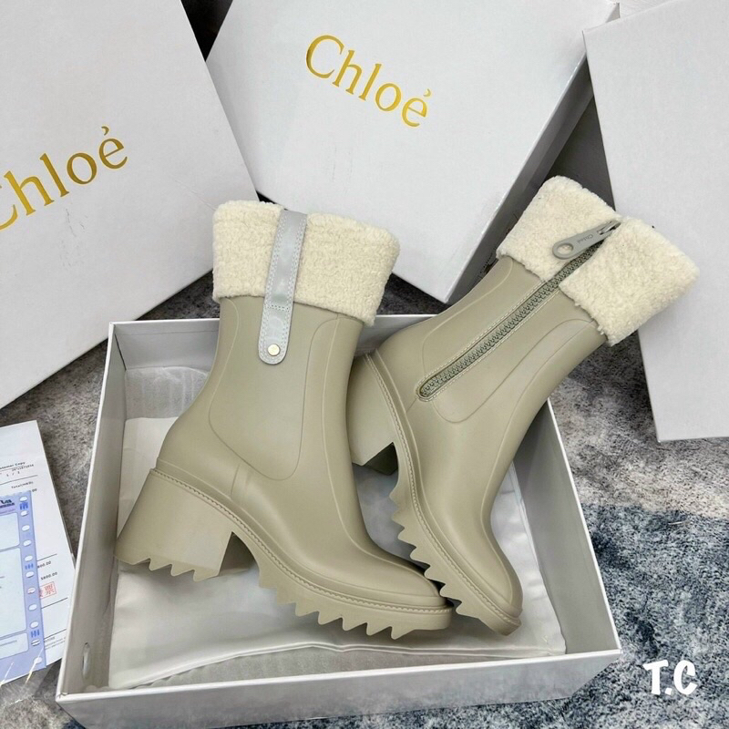 [sẵn] boot chloé viền lông cừu cao ngang bụng chân -fullbox cao cấp hightqulity