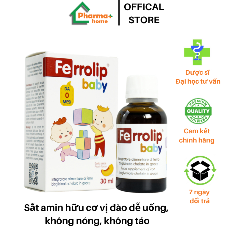 Sắt Ferrolip Baby - Sắt hữu cơ, sắt amin cho bé dạng siro vị đào thơm ngon