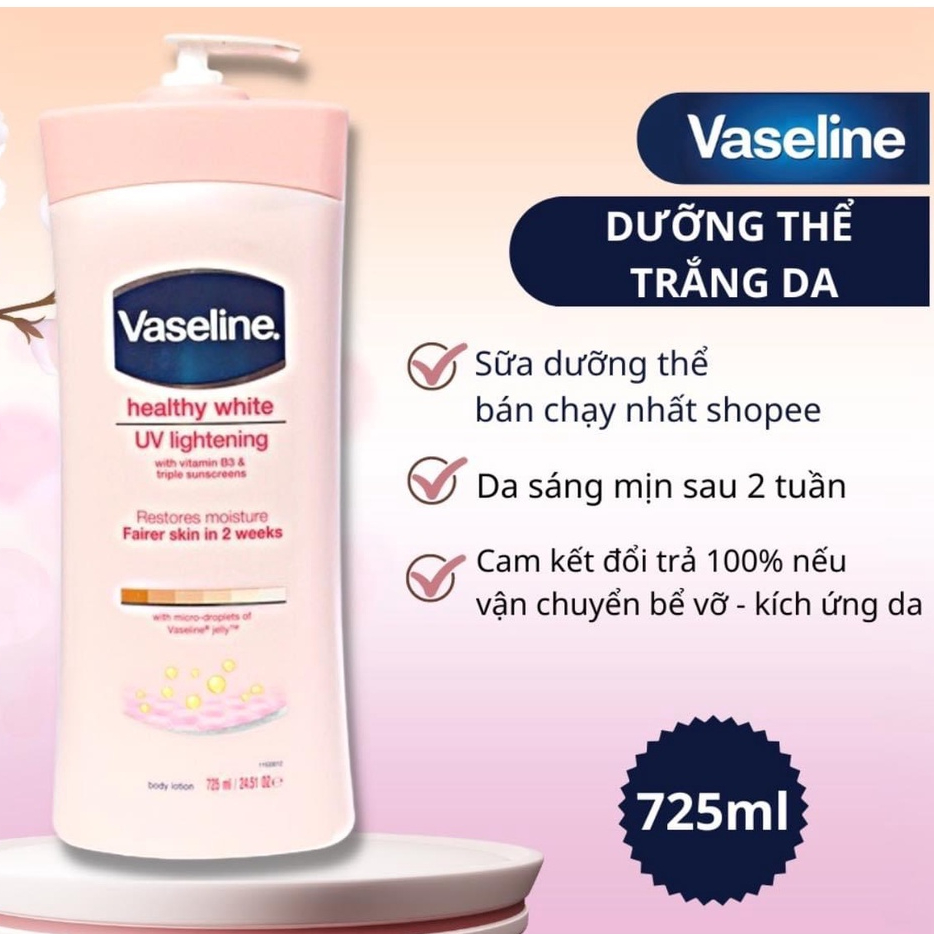 Sữa Dưỡng Trắng Da Vaseline Healthy White UV Lightening Body Lotion 725ml, Sữa Dưỡng Thể Vaseline Saikou Beauty