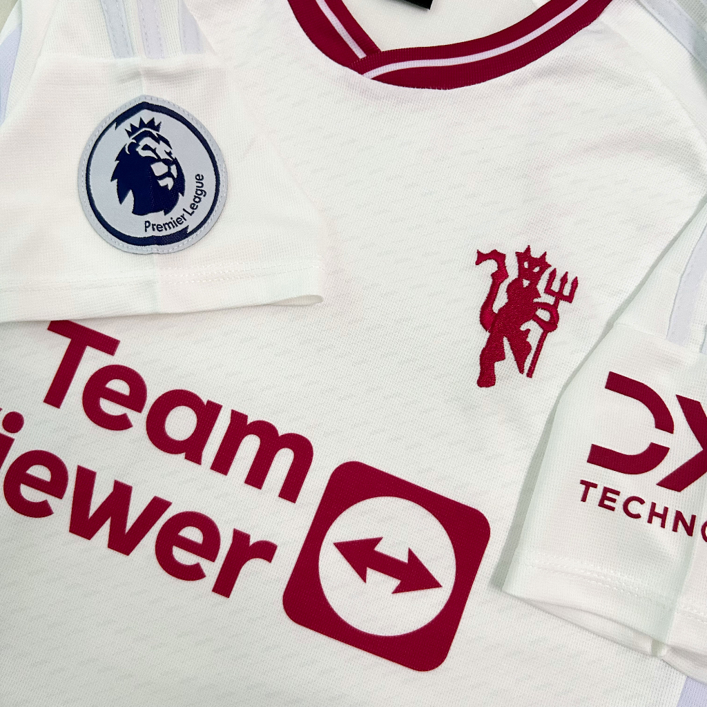 Quần áo bóng đá, đồ đá banh MU trắng in theo yêu cầu 2023 vải mè cao cấp thoáng mát không nhăn không xù lông