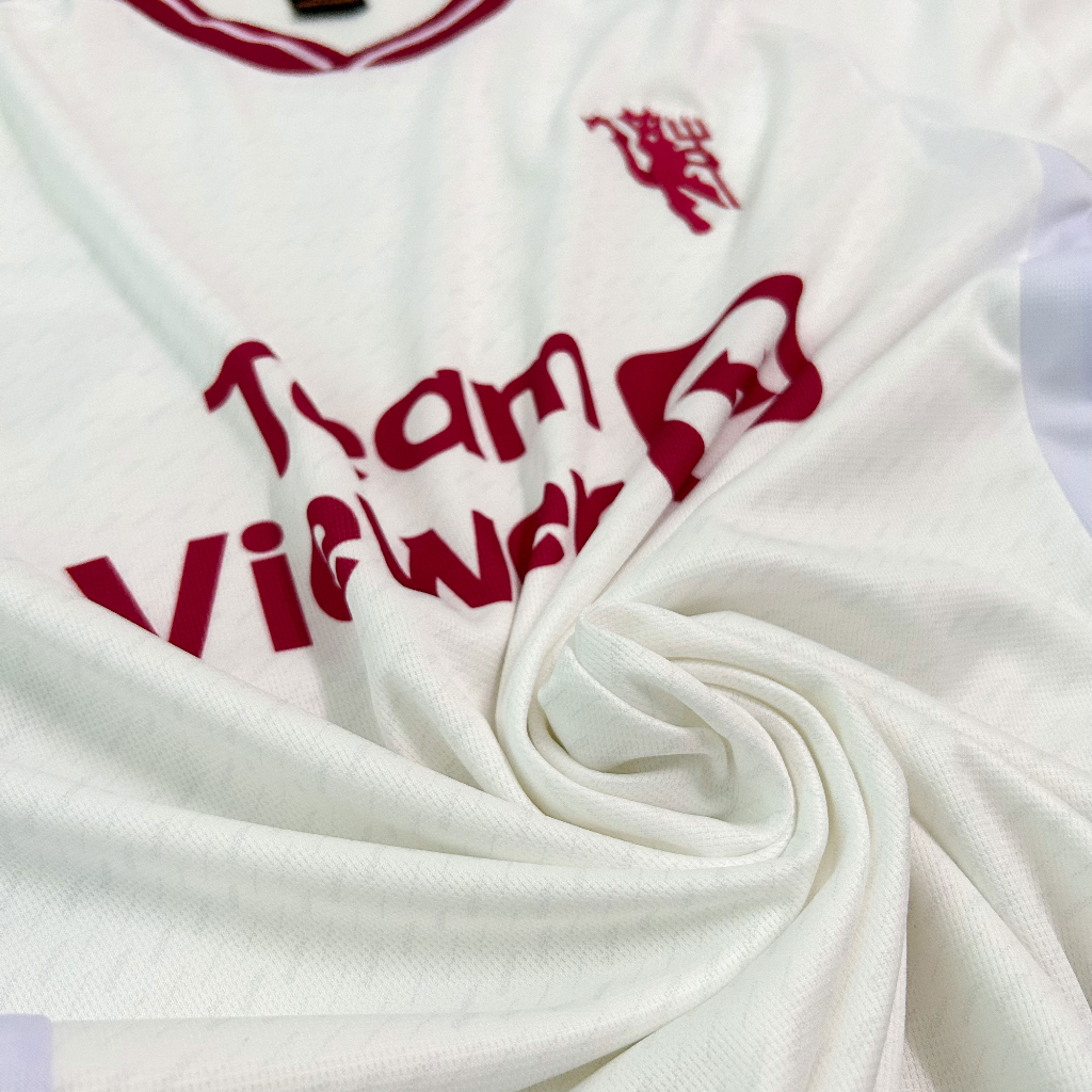 Quần áo bóng đá, đồ đá banh MU trắng in theo yêu cầu 2023 vải mè cao cấp thoáng mát không nhăn không xù lông