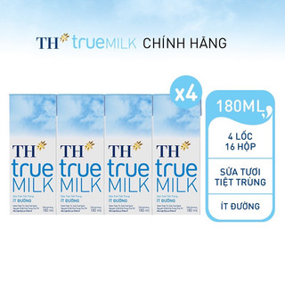Sữa TH true milk 180ml ít đường ( lốc 4 hộp)