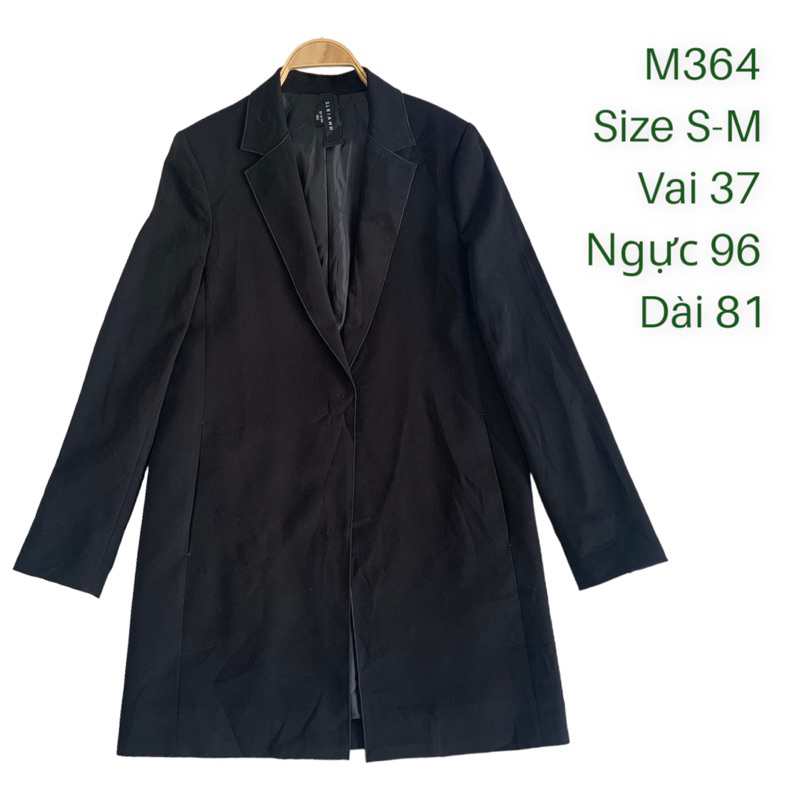 Áo khoác blazer M364 dáng dài có độn vai form suông chất vải dày dặn 2 lớp 2hand Hàn si tuyển ảnh thật