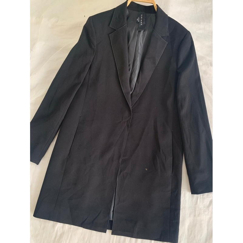 Áo khoác blazer M364 dáng dài có độn vai form suông chất vải dày dặn 2 lớp 2hand Hàn si tuyển ảnh thật