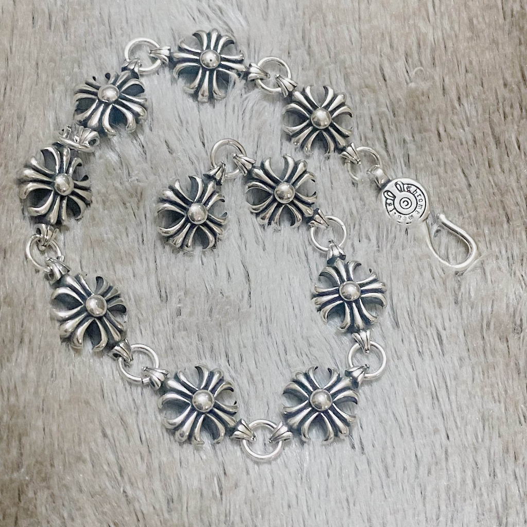 Vòng tay Chrome Hearts Lắc tay nam nữ bạc 925 Lắc tay chuỗi Cross ChromeHeart cao cấp, Trang sức Chrome Hearts HHST00