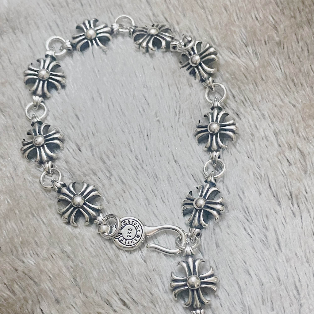 Vòng tay Chrome Hearts Lắc tay nam nữ bạc 925 Lắc tay chuỗi Cross ChromeHeart cao cấp, Trang sức Chrome Hearts HHST00