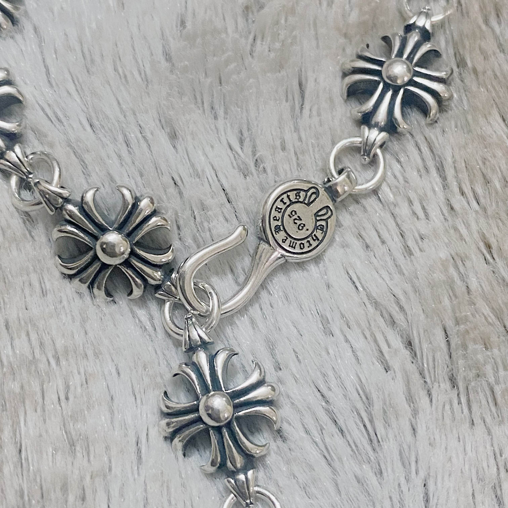 Vòng tay Chrome Hearts Lắc tay nam nữ bạc 925 Lắc tay chuỗi Cross ChromeHeart cao cấp, Trang sức Chrome Hearts HHST00