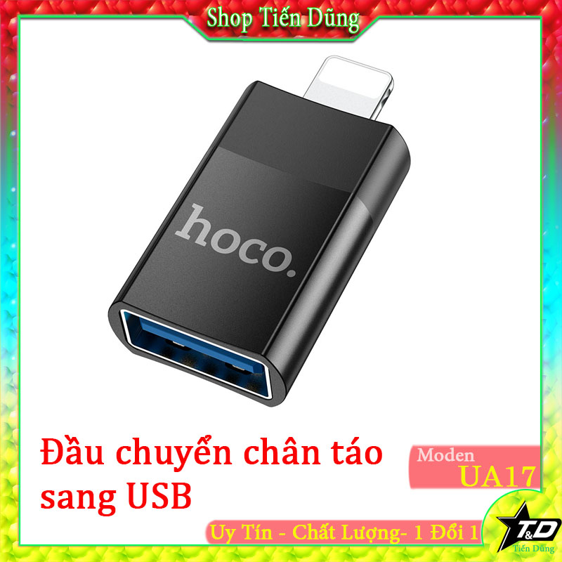 Đầu chuyển đổi Ligh-ling sang USB Hoco UA17 USB OTG mini nhỏ gọn có thể đọc trực tiếp các tập tin ổ flash USB