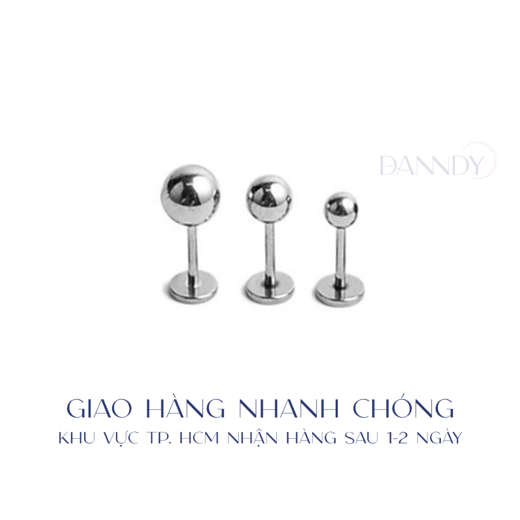 Khuyên tai nụ tròn sáng bóng. Khuyên tròn titan không đen không gỉ. Bông tai nam nữ tròn | Dandy