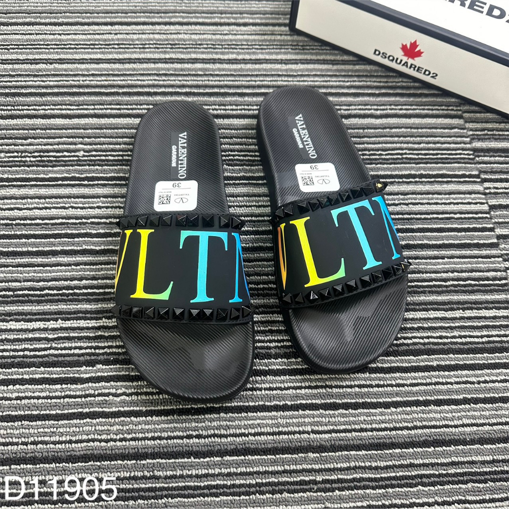 Dép Quai Nam VLTN Cao Cấp - Dép quai ngang đính đá VLTN in chữ màu