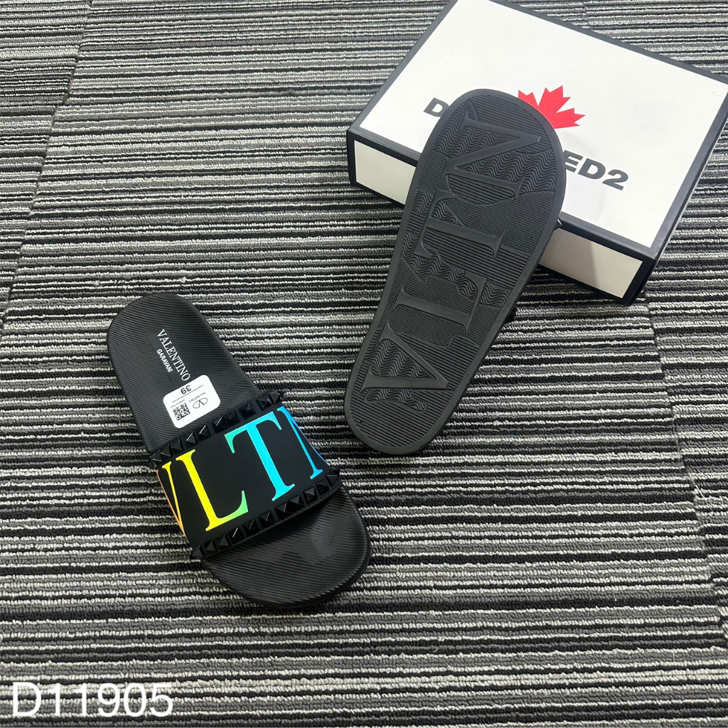 Dép Quai Nam VLTN Cao Cấp - Dép quai ngang đính đá VLTN in chữ màu