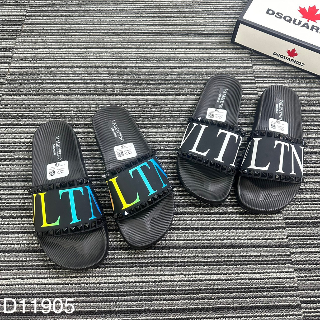 Dép Quai Nam VLTN Cao Cấp - Dép quai ngang đính đá VLTN in chữ màu
