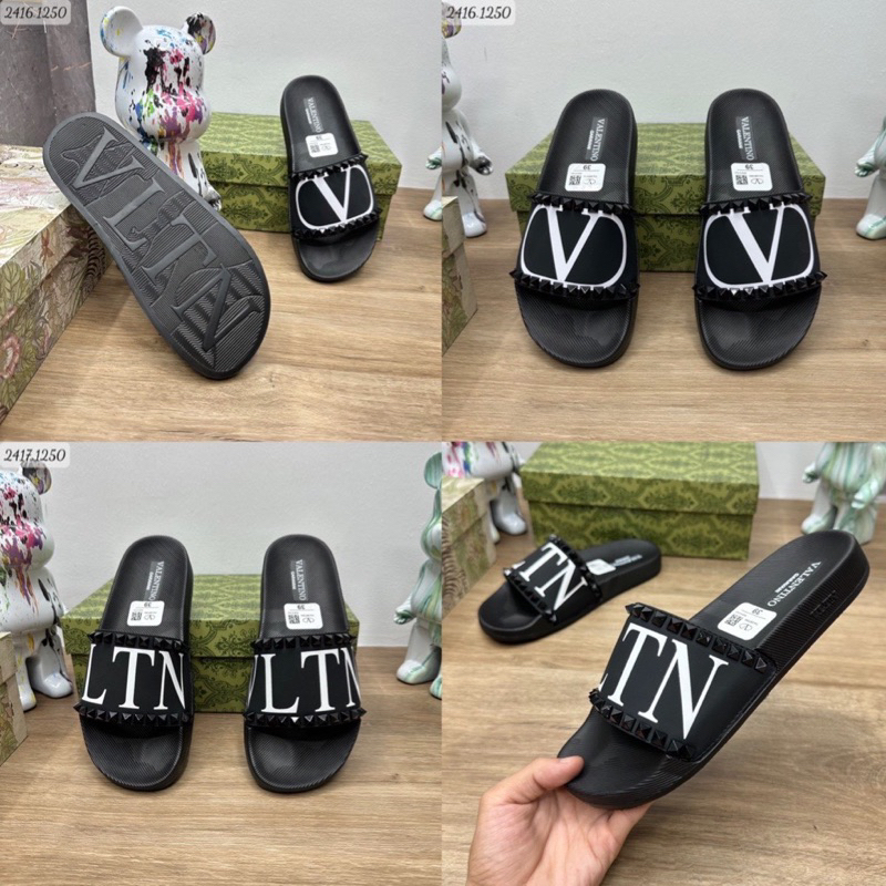 Dép Quai Nam VLTN Cao Cấp - Dép quai ngang đính đá VLTN in chữ màu