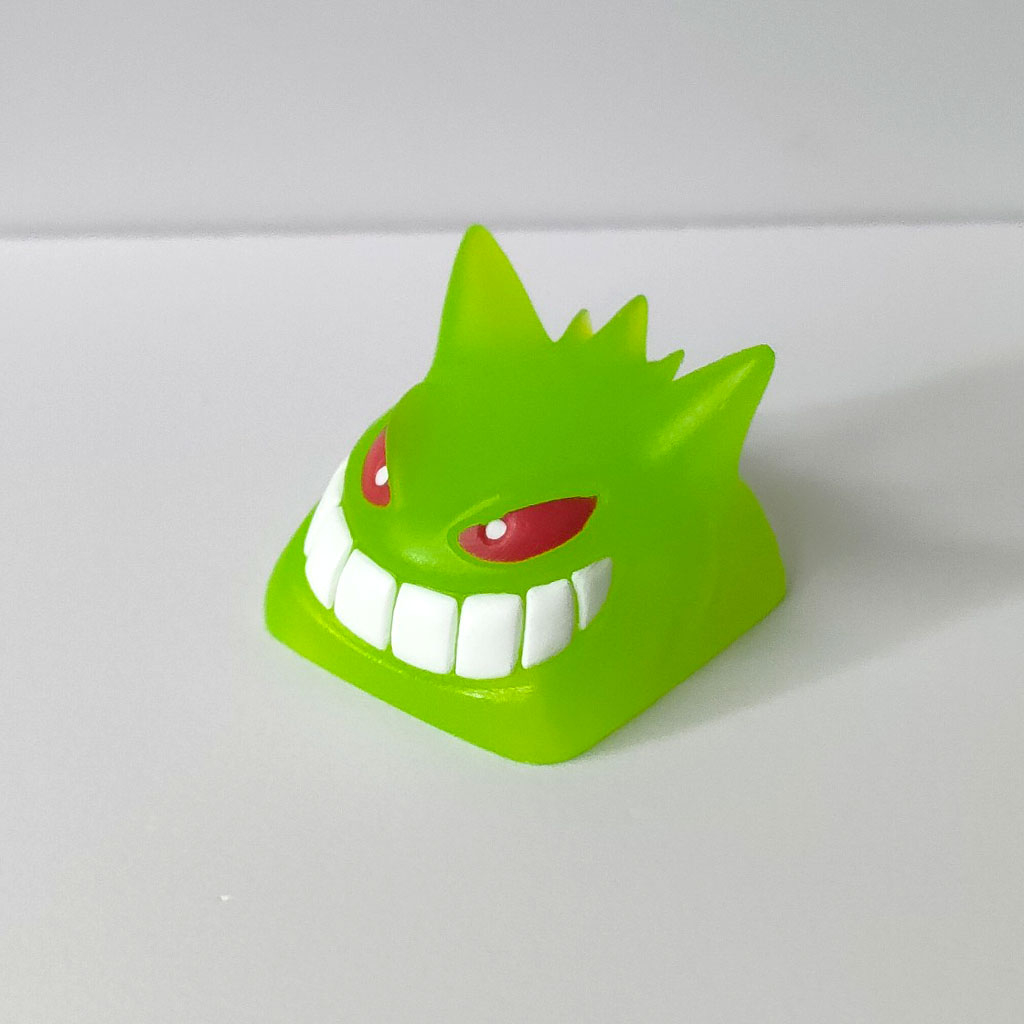 Nút bàn phím cơ artisan keycap gengar xanh phản quang xuyên led
