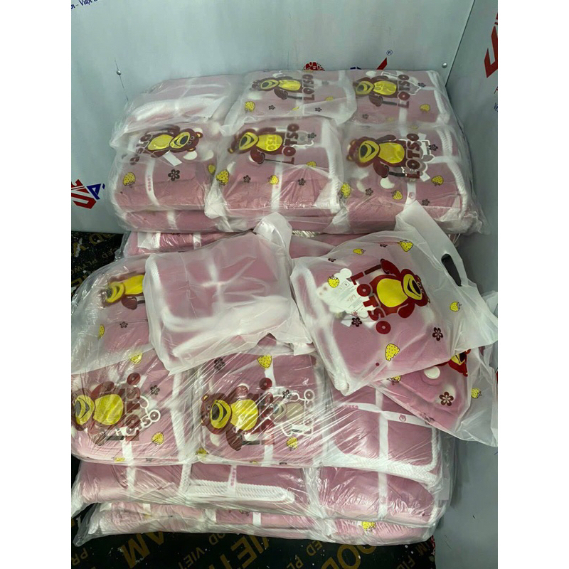 Set 2 khăn tắm khăn mặt gấu béo hồng Losto cute dễ thương