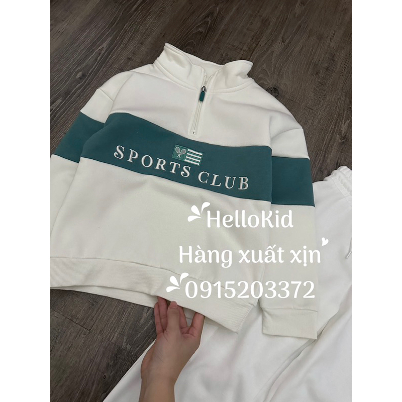 Bộ nỉ sportclub prima trắng sang chảnh cho bé