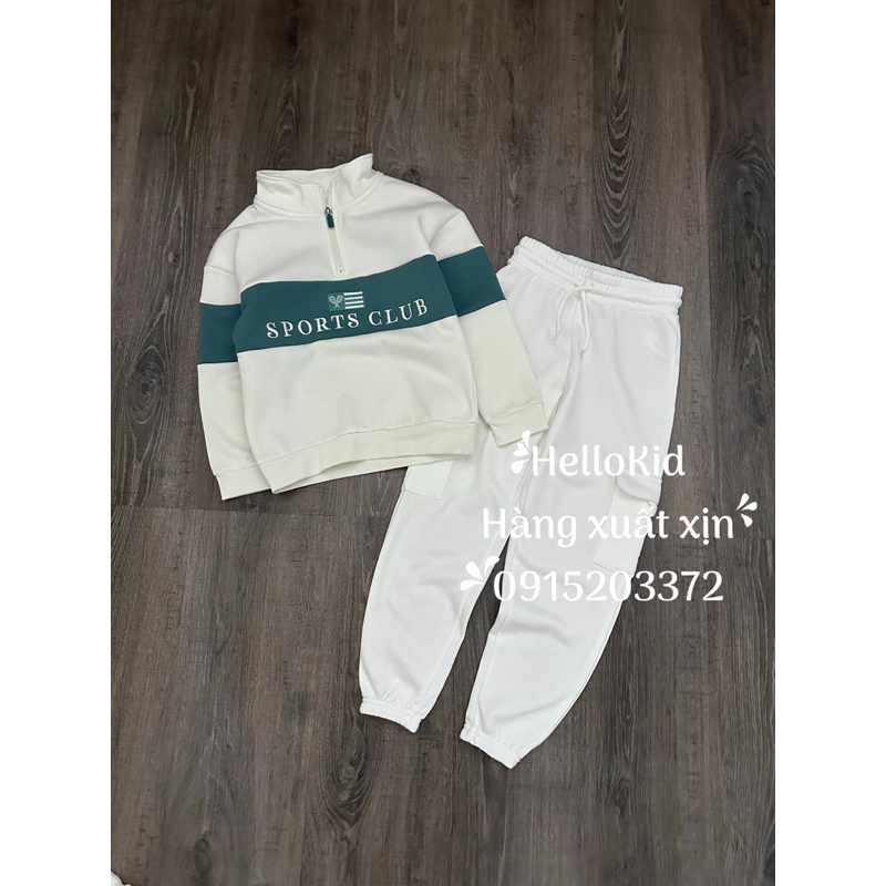Bộ nỉ sportclub prima trắng sang chảnh cho bé