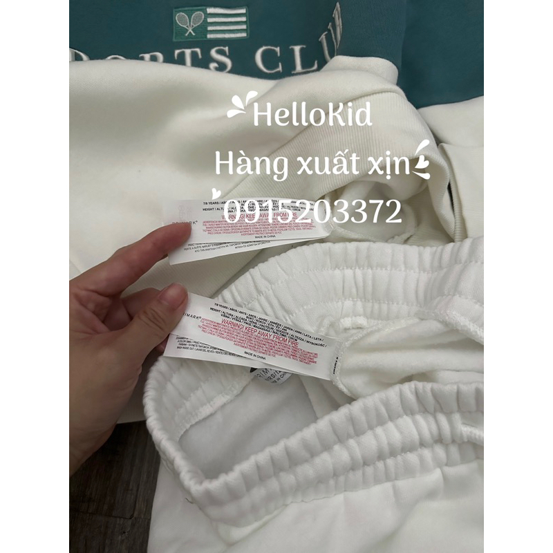 Bộ nỉ sportclub prima trắng sang chảnh cho bé