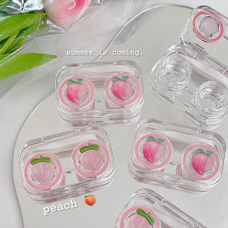 Hộp Đựng Kính Áp Tròng Lens Trái Đào Peach Dễ Thương - Khay Đựng Lens