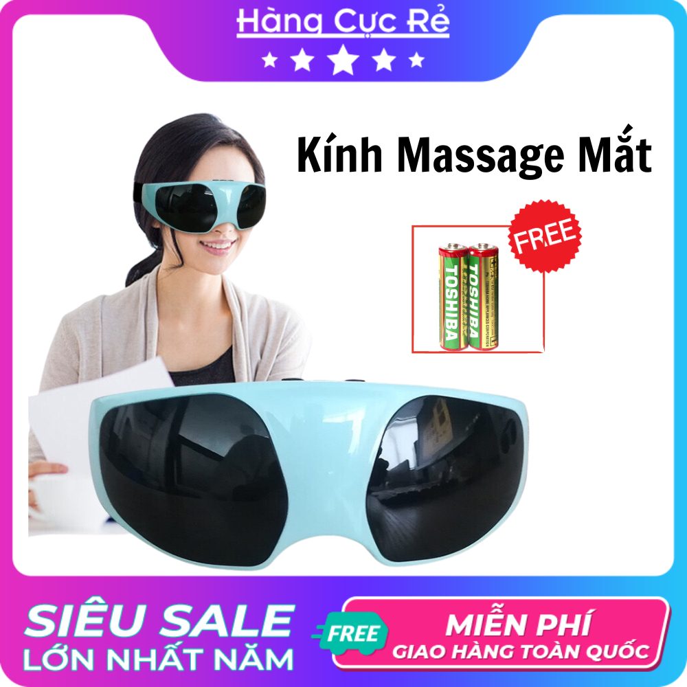 Kính matxa mắt ngủ giảm stress, thâm quầng, mỏi mắt 💙Freeship💙 Kính massage mắt tặng pin - Shop Hàng Cực Rẻ