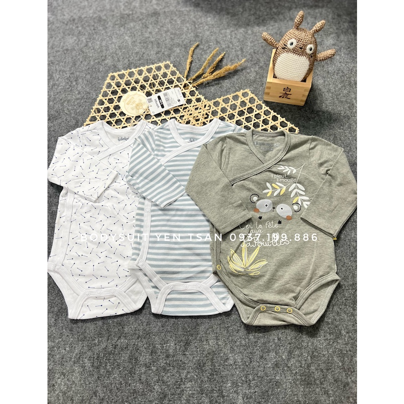 Link 1  - Bodysuit sơ sinh tay dài cài chéo 2 lớp xuất xịn cho bé, body chip dài tay