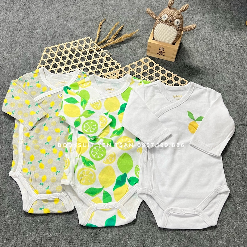 Link 1  - Bodysuit sơ sinh tay dài cài chéo 2 lớp xuất xịn cho bé, body chip dài tay
