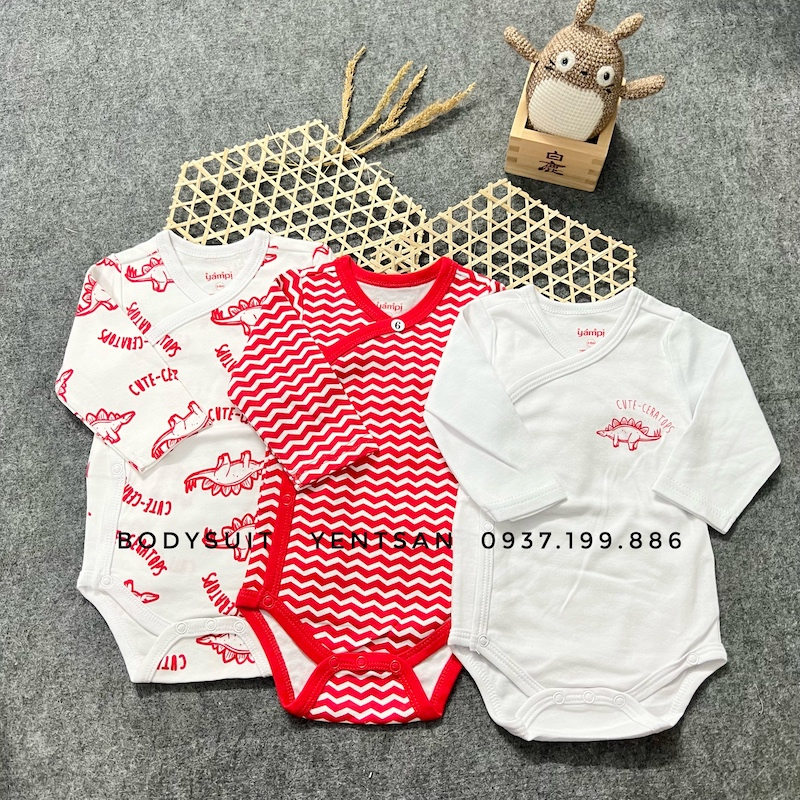 Link 1  - Bodysuit sơ sinh tay dài cài chéo 2 lớp xuất xịn cho bé, body chip dài tay