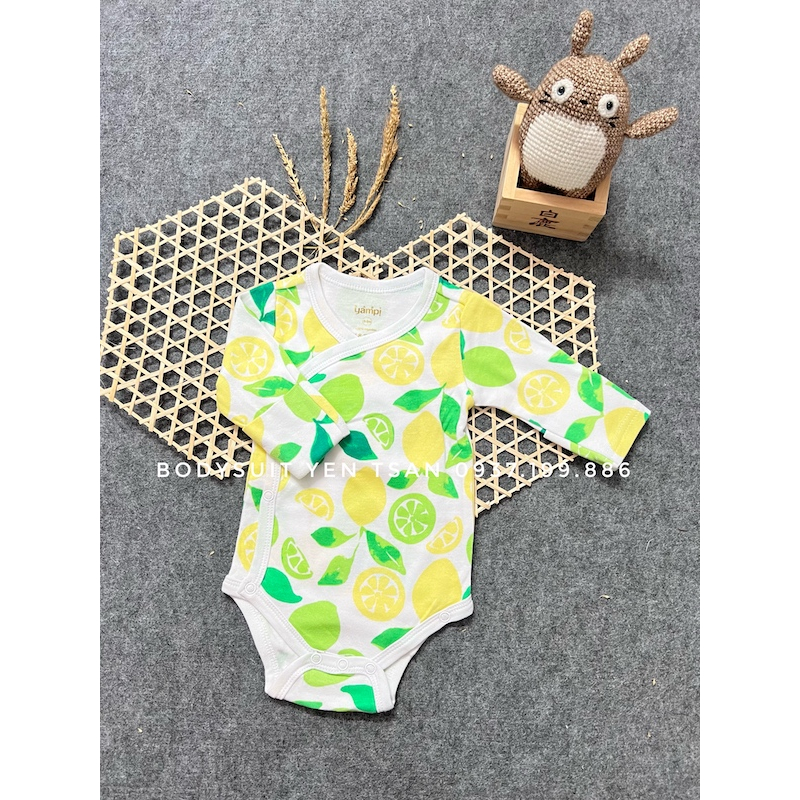 Link 1  - Bodysuit sơ sinh tay dài cài chéo 2 lớp xuất xịn cho bé, body chip dài tay