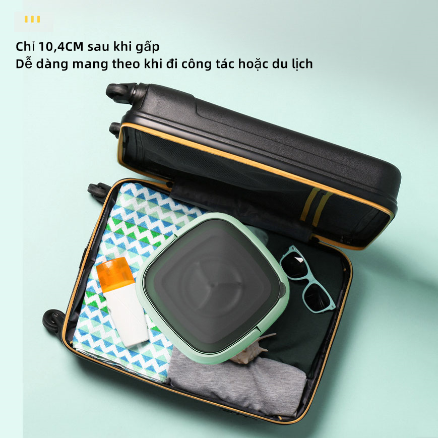 Máy giặt mini gấp gọn, giặt đồ lót, tất vớ, giặt đồ cho bé dung tích 6L tự vắt khô khử khuẩn bằng công nghệ mới