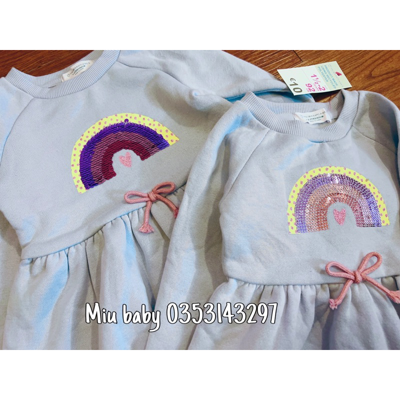 Váy nỉ blue kim sa bé gái xuat du