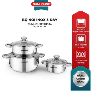 Bộ nồi inox 3 đáy sunhouse sh334