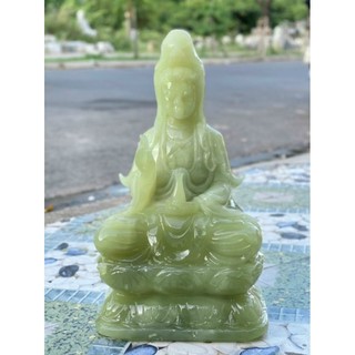 Tượng Phật Quan Thế Âm Bồ Tát cao 30cm đá ngọc Pakistan
