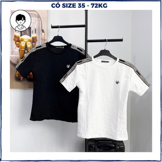 Áo thun nữ nam cổ tròn vải cotton in dập nổi basic