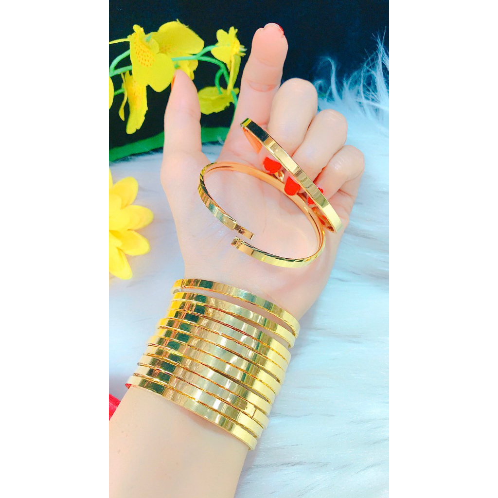 Bộ 7 Vòng Ximen Đồng Vàng Mẫu Trơn 18k Cao Cấp Bảng 4L Có Khóa Lưỡi Gà Màu Vàng 18k Hàng Cao Cấp Xưởng Ximen