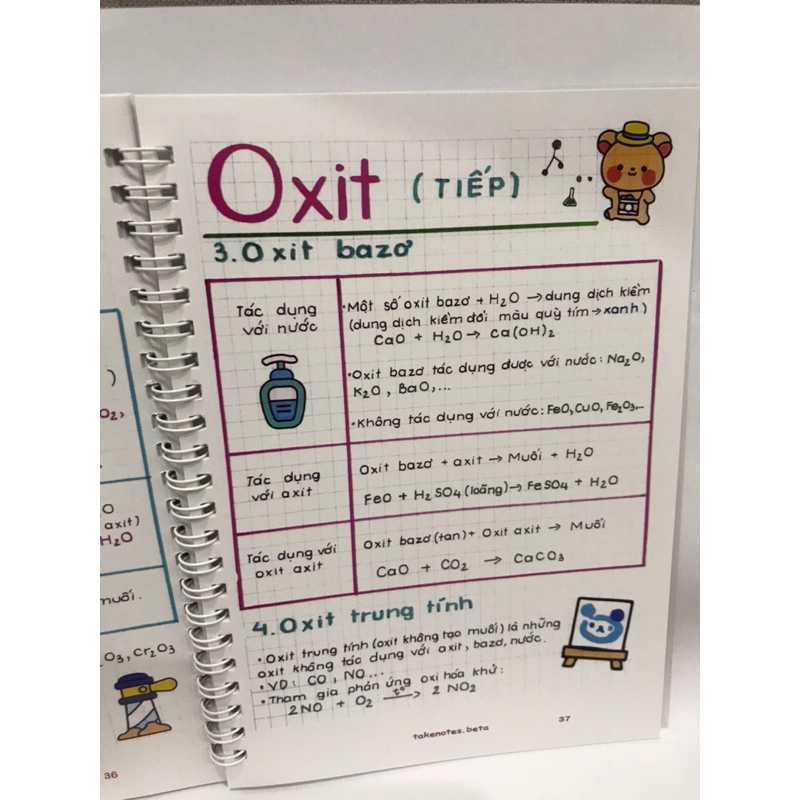 Hoá THCS  takenote lò xo khổ giấy A5
