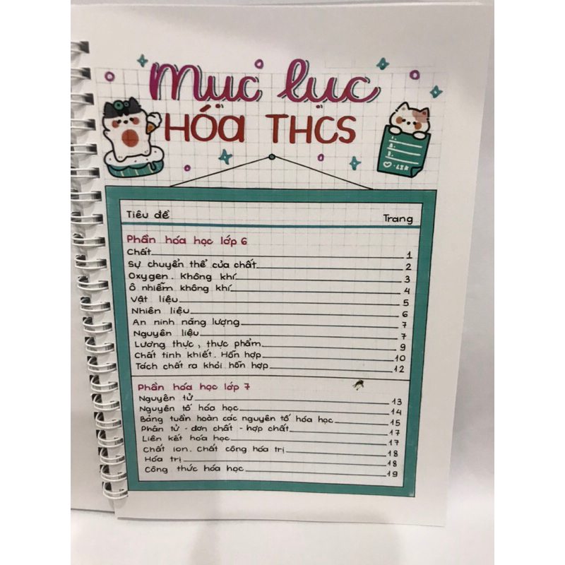 Hoá THCS  takenote lò xo khổ giấy A5
