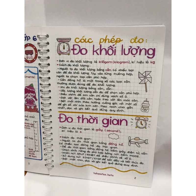 Sổ Tay Lò Xo Takenotes  Vật Lí lớp 6 ,7, 8, 9  trang trí sticker