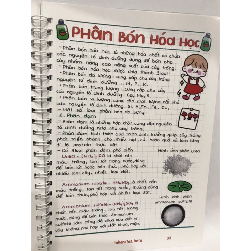 Hoá THCS  takenote lò xo khổ giấy A5
