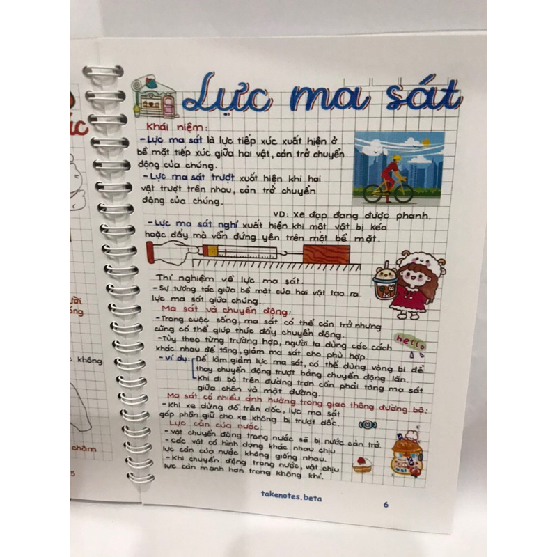 Sổ Tay Lò Xo Takenotes  Vật Lí lớp 6 ,7, 8, 9  trang trí sticker