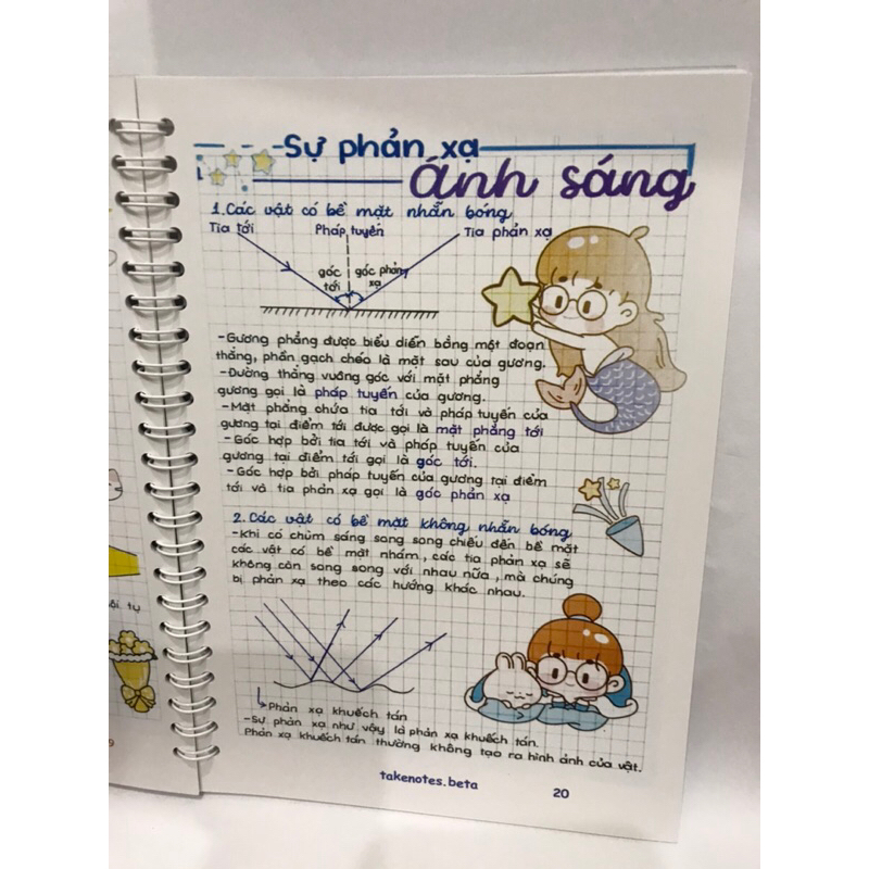 Sổ Tay Lò Xo Takenotes  Vật Lí lớp 6 ,7, 8, 9  trang trí sticker