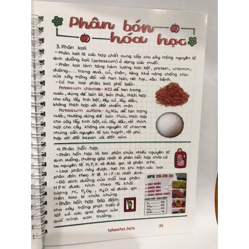 Hoá THCS  takenote lò xo khổ giấy A5