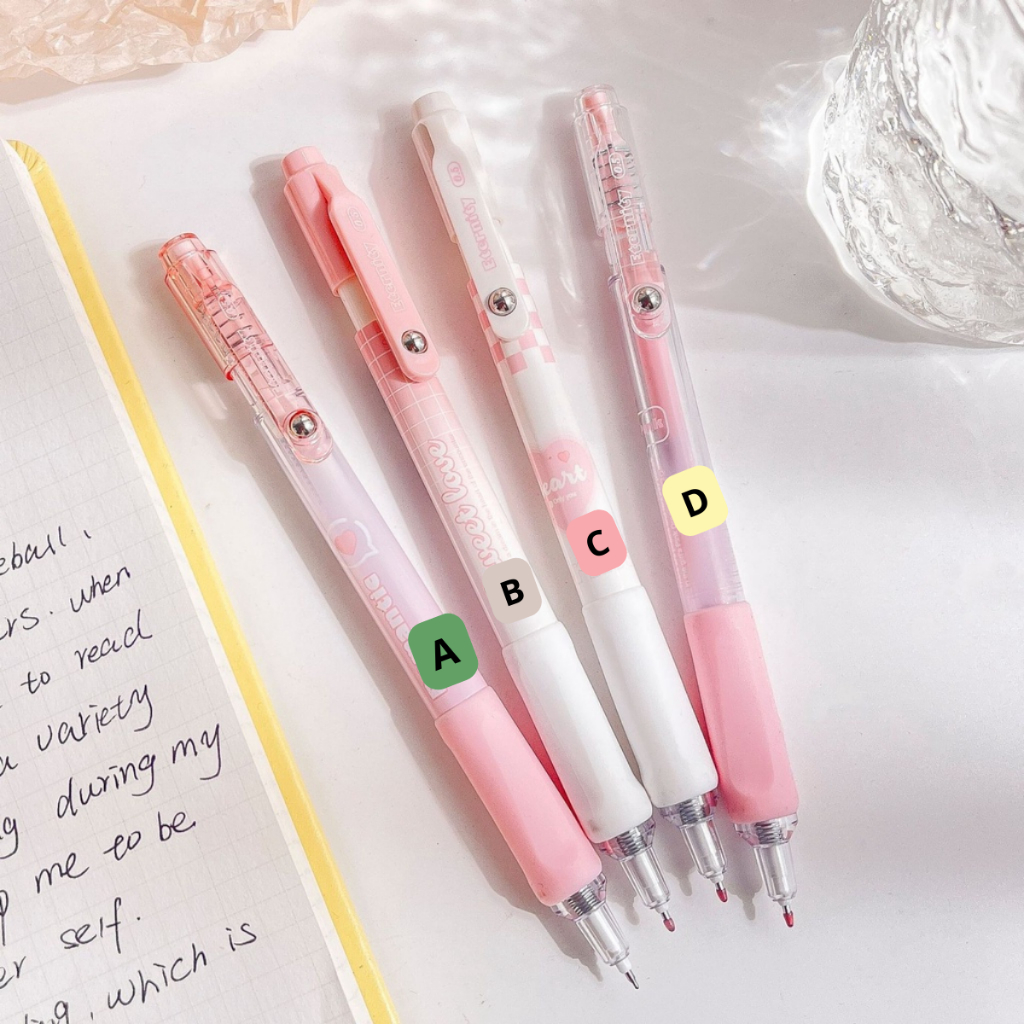 Bút Mura Gel Đen Sweet Love/ M-8925 có thanh cài, đệm tay - Tiệm Bút SHIORI