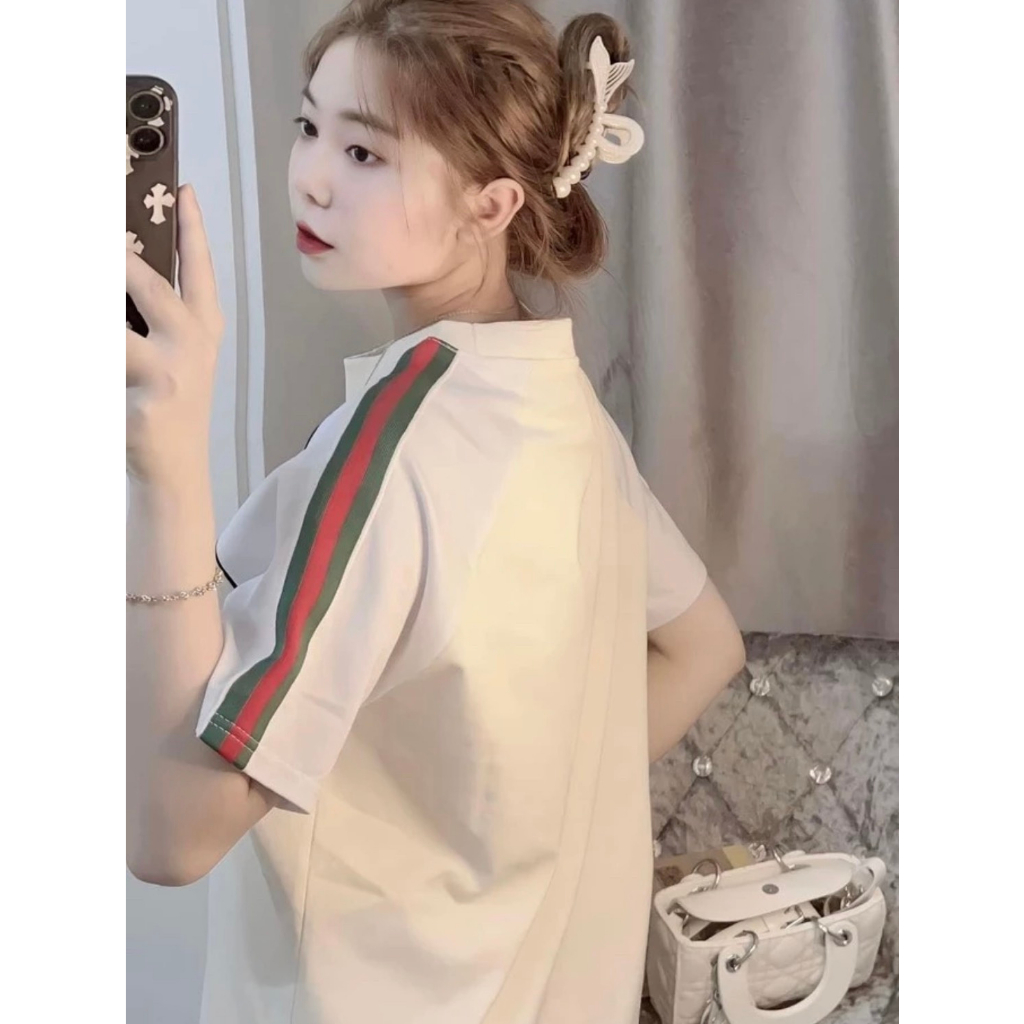 Áo Phông GUCCI Phiên Bản Mới Nhất Hiện Nay - Áo Logo Thêu Chất Liệu Cotton Co Giãn 4C Hottrend 2023