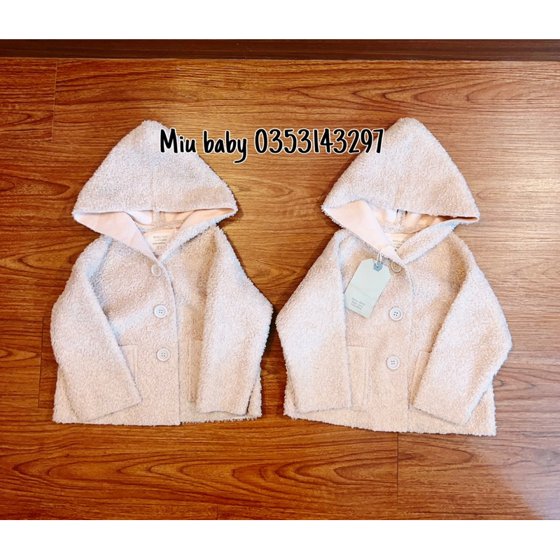 Áo khoác lông cừu lót dạ ép bé gái du xịn ZzRr màu hồng be
