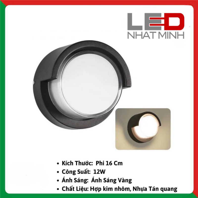 Đèn treo tường, đèn gắn tường ngoài trời trang trí hình tròn- vuông