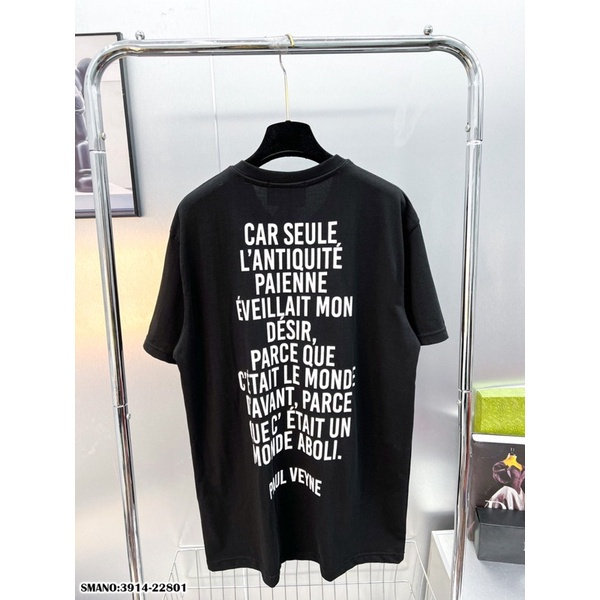 Áo thun nam nữ GUC.CI BARA pha màu đen trắng in chữ GUCCI trước ngực siêu sang. Áo Phông Unisex Nam Nữ